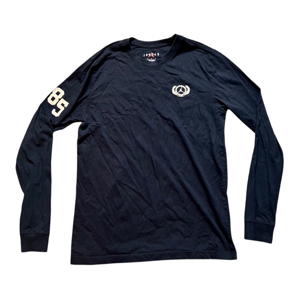 Jordan Brand Nike Long Sleeve Black Shirt Cotton Mens Medium Logo